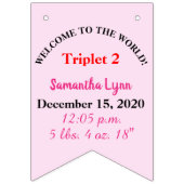 Bannière À Fanions Triplets Bébé Fille Photos du garçon (Troisième drapeau)