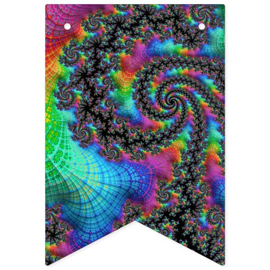 Bannière À Fanions Trippy Hippie psychédélique arc-en-ciel spirale fr (Troisième drapeau)