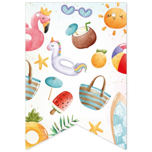 Bannière À Fanions Tropical Beach 1er anniversaire (Premier drapeau)