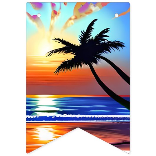 Bannière À Fanions Tropical Palm Tree Silhouette Party (Deuxième drapeau)