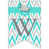 Bannière À Fanions Turquoise, gris blanc 🐘 Elephant Bienvenue bébé (Troisième drapeau)