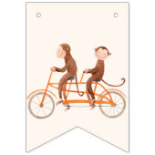 Bannière À Fanions Twins Baby shower mignon singe double problème (Premier drapeau)