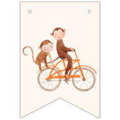 Bannière À Fanions Twins Baby shower mignon singe double problème (Premier drapeau)