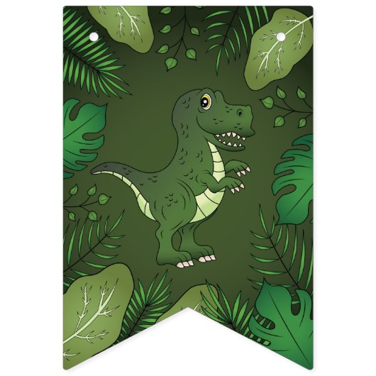 Bannière À Fanions Tyrannosaurus Rex T-rex Dinosaur Joyeux anniversai (Premier drapeau)