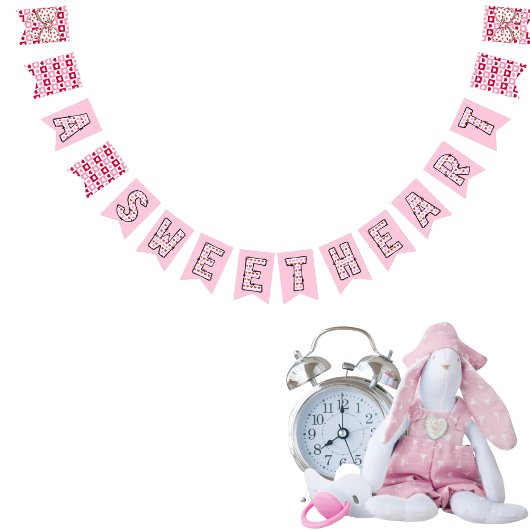 Bannière À Fanions Un coeur amoureux, rose et rouge