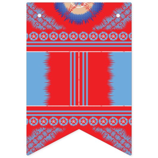 Bannière À Fanions un design d'un motif rouge et bleu (Deuxième drapeau)