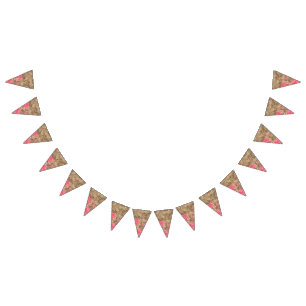 Bannière À Fanions Un design floral avec des pivoines roses vibrantes