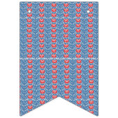 Bannière À Fanions un fond bleu avec des motifs rouges et blancs (Premier drapeau)