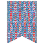 Bannière À Fanions un fond bleu avec des motifs rouges et blancs (Troisième drapeau)