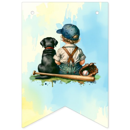 Bannière À Fanions Un garçon | Baby shower de baseball (Deuxième drapeau)