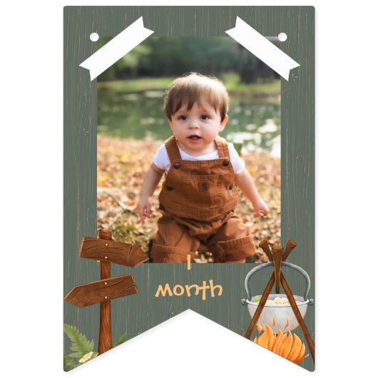 Bannière À Fanions Un Joyeux Camper Anniversaire Photo mensuelle (Deuxième drapeau)