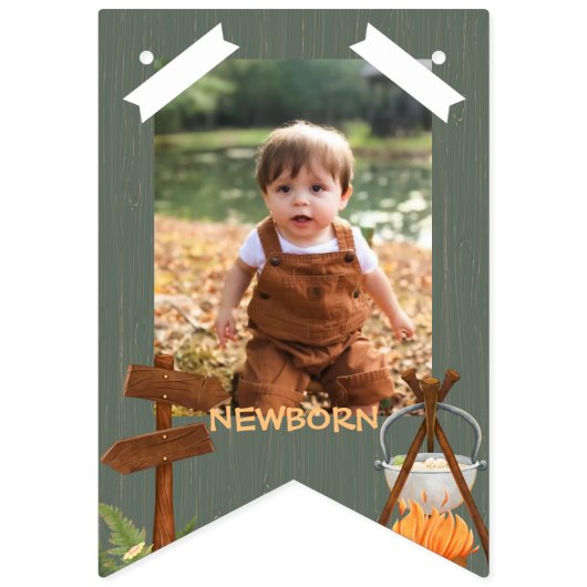 Bannière À Fanions Un Joyeux Camper Anniversaire Photo mensuelle (Premier drapeau)