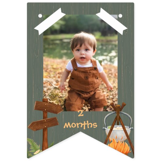 Bannière À Fanions Un Joyeux Camper Anniversaire Photo mensuelle (Troisième drapeau)