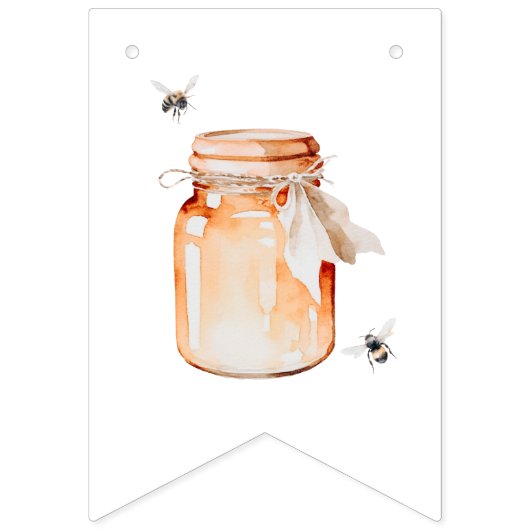 Bannière À Fanions Un Petit Miel Sur Le Chemin Baby shower Aquarelle (Troisième drapeau)