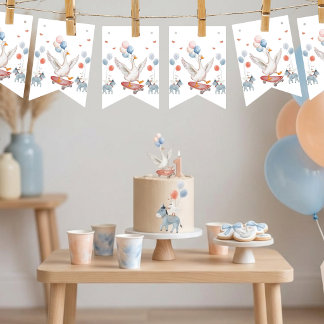 Bannière À Fanions Un Premier Anniversaire de Silly Goose Genre Neutr