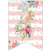 Bannière À Fanions Unicorn Gold Parties scintillant rose bébé fille J (Premier drapeau)