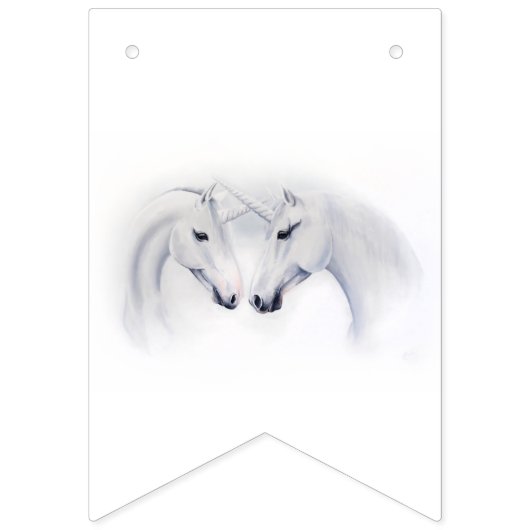 Bannière À Fanions Unicornes blanches Aimer Couple (Premier drapeau)