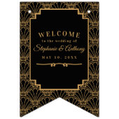 Bannière À Fanions Ventilateur Art déco noir et or Mariage Bann (Deuxième drapeau)