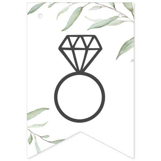 Bannière À Fanions Verdure minimale Mlle à Mme douche nuptiale rustiq (Deuxième drapeau)