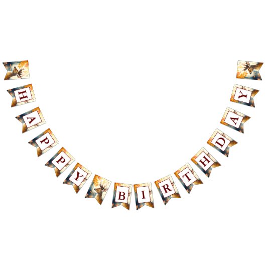 Bannière À Fanions Vibes d'automne Aquarelle Cerf - Anniversaire (Tout)