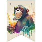 Bannière À Fanions Vibes d'été Aquarelle Singe - Anniversaire (Premier drapeau)
