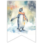 Bannière À Fanions Vibes d'hiver Aquarelle Penguin - Anniversaire (Premier drapeau)