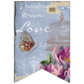Bannière À Fanions Victorian Love Thoughts Dreams Butterfly Bird Cage (Troisième drapeau)