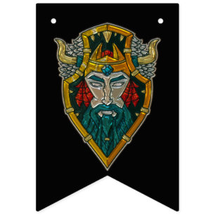 Bannière À Fanions Viking Age Portrait Revêtement métallique