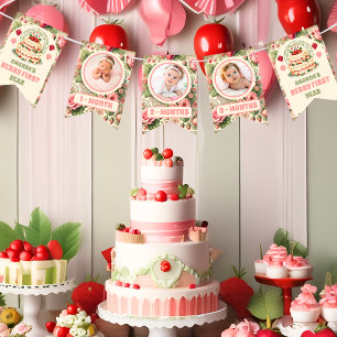 Bannière À Fanions Vintage fraise 1ère fête d'anniversaire Photo