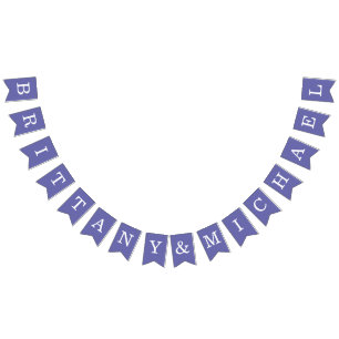 Bannière À Fanions Violet Mariage Noms de mariée et de chambre simple