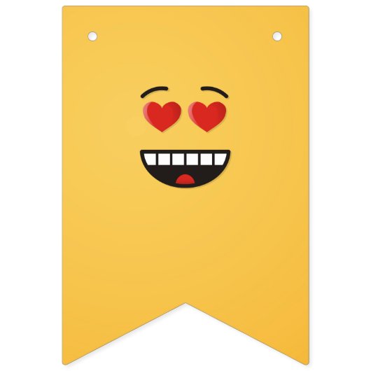 Bannière À Fanions Visage souriant aux yeux en forme de coeur (Premier drapeau)