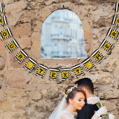 Bannière À Fanions Votre texte ici Gold, Black and White Stripe