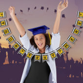 Bannière À Fanions Votre texte ici Gold, Black and White Stripe