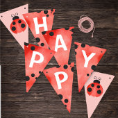Bannière À Fanions Watercolor Ladybug Happy Birthday Banner