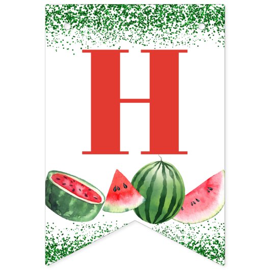 Bannière À Fanions Watermelon Green Parties scintillant Custom 3 Phot (Deuxième drapeau)