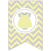 Bannière À Fanions Welcome Baby - Jaune clair et gris (Premier drapeau)