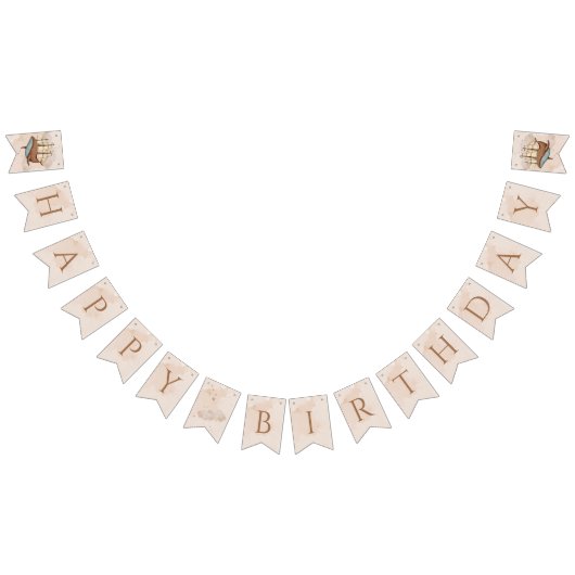 Bannière À Fanions Whale Ship Pastel Hommes-Neutres Anniversaire (Tout)