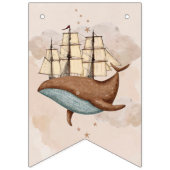 Bannière À Fanions Whale Ship Pastel Hommes-Neutres Anniversaire (Premier drapeau)