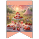 Bannière À Fanions Whimsical fantasy Strawberry short cake birthday  (Premier drapeau)