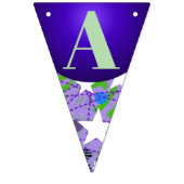 Bannière À Fanions White Stars Purple Mint Green Happy Birthday Fun (Troisième drapeau)