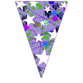 Bannière À Fanions White Stars Purple Mint Green Happy Birthday Fun (Premier drapeau)