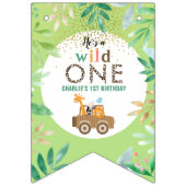 Bannière À Fanions Wild One Jungle Safari Animaux 1er Anniversaire Th (Premier drapeau)