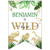 Bannière À Fanions Wild One Safari Animaux Garçon 1er anniversaire (Premier drapeau)