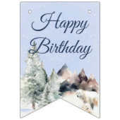 Bannière À Fanions Winter Forest Birthday Banner (Premier drapeau)