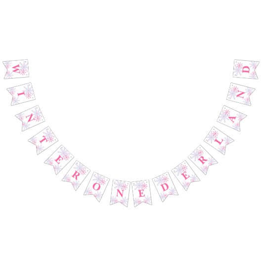 Bannière À Fanions Winter Onederland 1er Anniversaire Rose mignon Mod (Tout)
