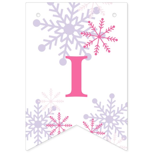 Bannière À Fanions Winter Onederland 1er Anniversaire Rose mignon Mod (Deuxième drapeau)