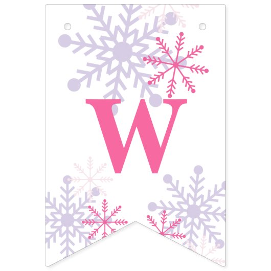 Bannière À Fanions Winter Onederland 1er Anniversaire Rose mignon Mod (Premier drapeau)