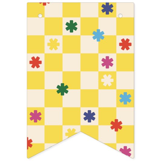 Bannière À Fanions Yellow Checkerboard Merry & Bright Bunting Banner (Premier drapeau)