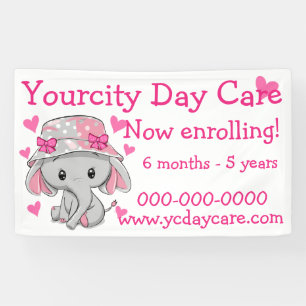 Bannière adorable bébé éléphant fille