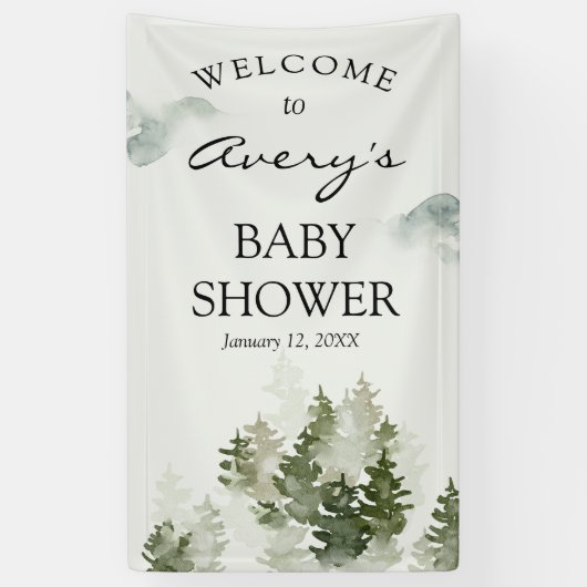 Bannière Affiche de bienvenue Woodland Winter (Vertical)